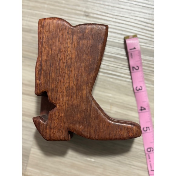 Larissa Scott Other - Wooden‎ Boot Trinket Box Hand Carved Star Interior Lidded Keepsake Storage